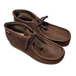 Clark's Men's Wallabee Boots Classic Brown Beeswax Leather Size 8.5 EUC